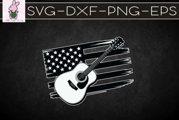 Acoustic Guitar in US Flag Guitar SVG