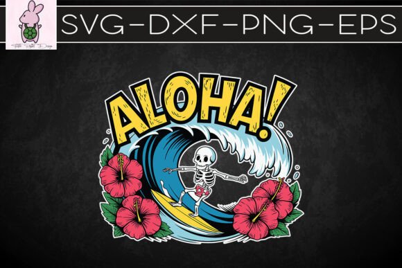 Aloha Skeleton Skating Summer SVG