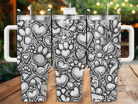 Dog Paw Heart Tumbler Wrap