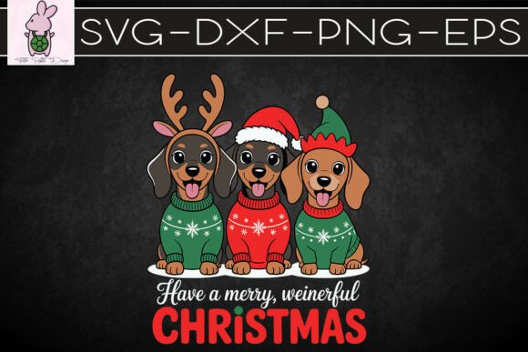 Merry Weinermas Festive Dachshund SVG