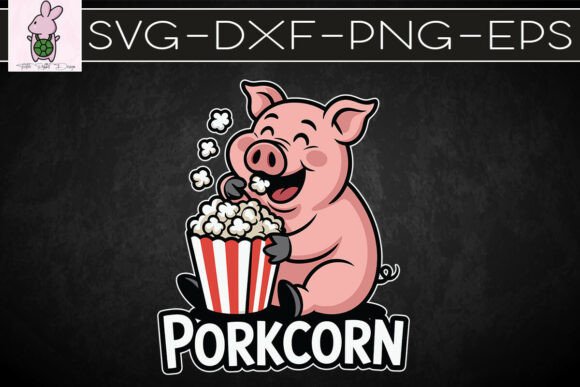 Porkcorn Funny Popcorn Pun Dark SVG