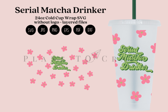 Serial Matcha Drinker 24oz Cold Cup Wrap